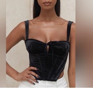 House of CB Black Velvet Bodysuit